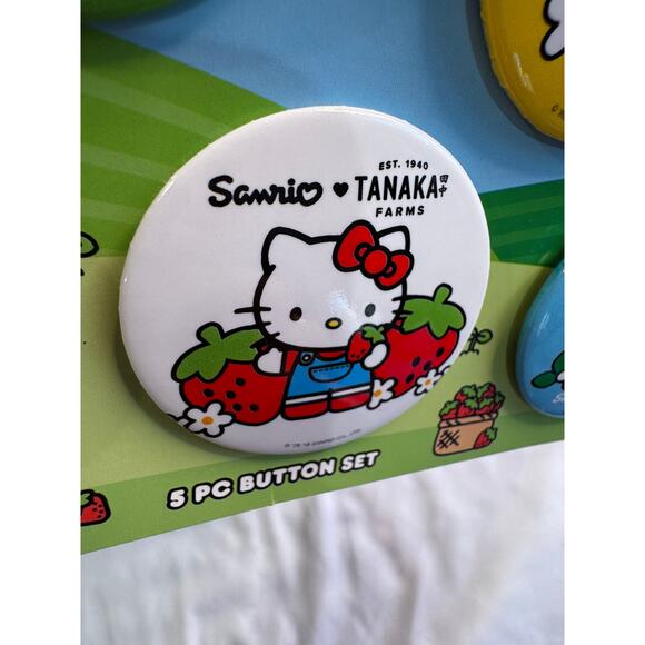 Hello Kitty Sanrio Tanaka Farms 5-Piece Buton Set - Picture 10 of 10